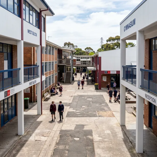 School campus after painting