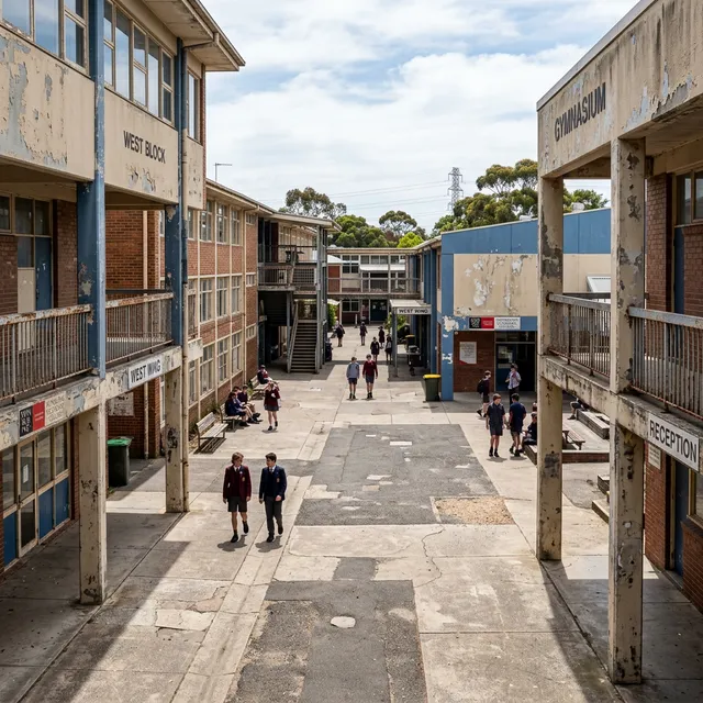 School campus before painting